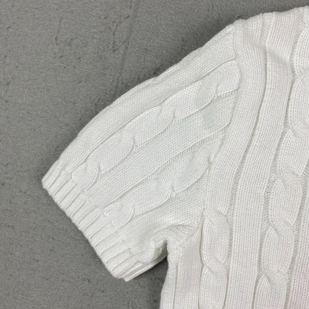 Polo Ralph Lauren Womens Cable Knit Short Sleeve Sweater White XS Preppy pony - Picture 6 of 16